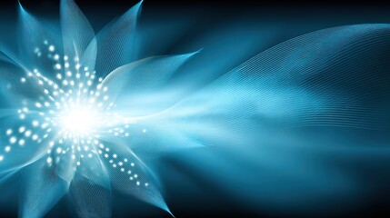 Wall Mural - Abstract Light Flower Design with Blue Color and Soft Waves