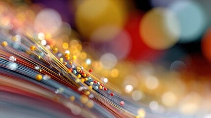 Wall Mural - Vibrant Abstract Background with Colorful Fiber Optics and Bokeh