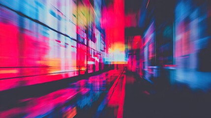 Wall Mural - Vibrant Abstract Composition with Colorful Blur Effects in Urban Setting