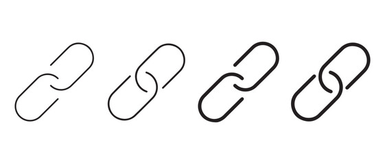Link icon set. isolated on white background, outline and glyph style, vector.