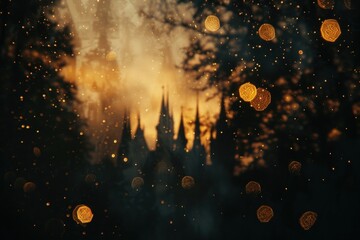 Wall Mural - Haunted castle shaped pattern bokeh effect background light backgrounds astronomy.