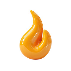Wall Mural - Glossy, amber-hued flame rendered in 3D, exhibiting a smooth, teardrop-like form with a subtle curl