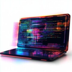 Laptop displaying vibrant code