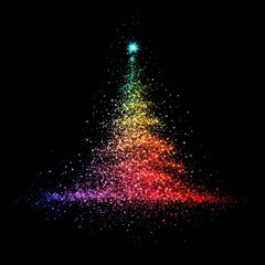 Wall Mural - Colorful christmas tree shape light glitter lights background rainbow.
