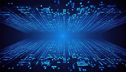 Wall Mural - abstract digital data grid with glowing blue squares representing futuristic technology and virtual 