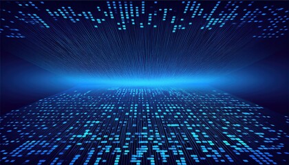 Wall Mural - abstract digital data grid with glowing blue squares representing futuristic technology and virtual 