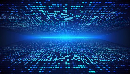 Wall Mural - abstract digital data grid with glowing blue squares representing futuristic technology and virtual 