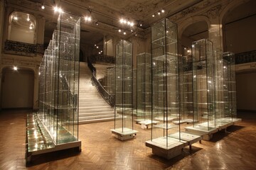 Glass Display Cases In A Modern Museum