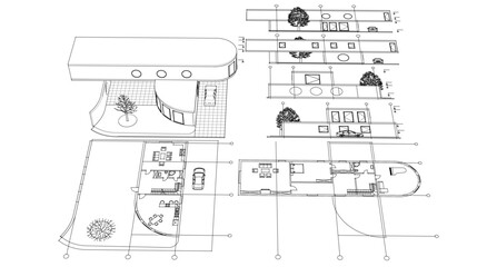 Wall Mural - modern house sketch project 3d illustration