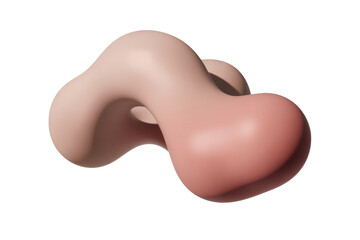 Wall Mural - Abstract 3D render of a smooth, pink, interconnected form with a hole, isolated on transparent background. background removed