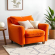 © Curtis - A plush orange armchair, crafted for modern living, boasts a stylish design with soft, inviting cushions, promising ultimate comfort and relaxation.