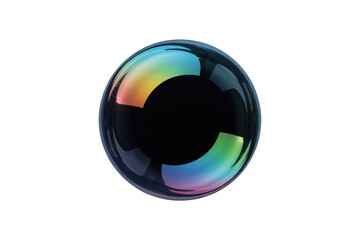 Wall Mural - A iridescent sphere with a dark center, isolated on a transparent background.  Abstract, glossy, and vibrant. background removed