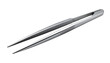 © amel - Sleek, silver, metallic tweezers with a slightly textured grip and pointed tips, isolated on a black background