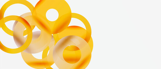 Wall Mural - abstract design features overlapping orange circles. minimalist composition with ample white space. 