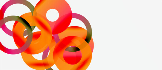 Wall Mural - abstract design features overlapping colorful circles. red, orange hues dominate white background. m