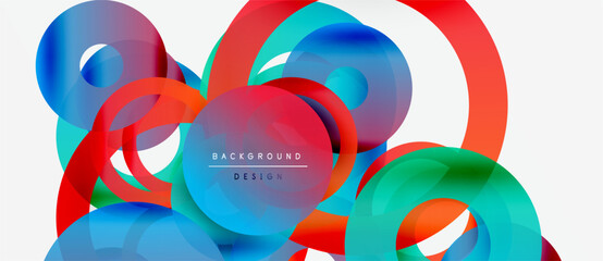 Wall Mural - abstract colorful shapes overlap, creating dynamic visual effect. bright gradients suggest movement,