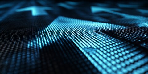 Wall Mural - Dynamic Blue Arrow Pattern on a Grid Background with Subtle Glow and Depth