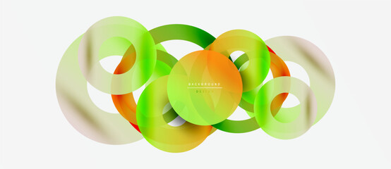Wall Mural - abstract colorful circles overlap, creating dynamic visual effect. gradient hues blend, forming mode