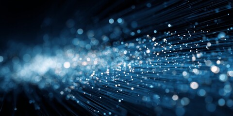 Wall Mural - Abstract Digital Background with Bright Lights and Data Flow in Blue Color Palette for Technology and Innovation Themes