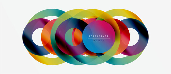 Wall Mural - abstract colorful circles overlap, creating vibrant geometric design. text reads background design w