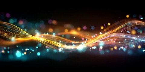 Wall Mural - Abstract Digital Waves with Bright Bokeh Lights and Vibrant Color Gradients for Background and Wallpaper Use