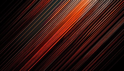 Wall Mural - dynamic fiery orange and red abstract diagonal lines on black background with glowing energy for modern wallpaper, web banners, or digital illustrations