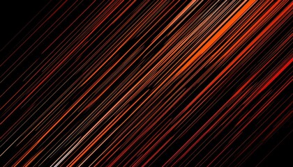 Wall Mural - dynamic fiery orange and red abstract diagonal lines on black background with glowing energy for modern wallpaper, web banners, or digital illustrations