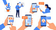 © GedhangKlutuk - Collection of vector illustrations showing people using smartphones for digital communication. Vector Illustrations. EPS Editable