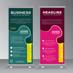 Wall Mural - roll up banners template design with three colors. pull up banner tempate. Advertising banner with vertical template. standee, pull up banner, stand template. vector eps 10