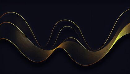 Wall Mural - golden abstract wave lines flowing across dark background with smooth gradient, modern futuristic texture for wallpaper or digital art background