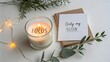 © ZURIANI - Cozy Candle with Focus Message and Inspirational Note on Table