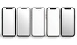 © Miftahul - Four smartphones in various colors,  with blank screens,  isolated on white