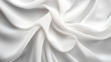 Canvas Print - elegant white fabric draped with soft curves and subtle swirls, gracefully reflecting light.