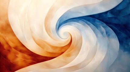 Wall Mural - vibrant abstract spiral art featuring swirling patterns in warm orange and cool blue hues