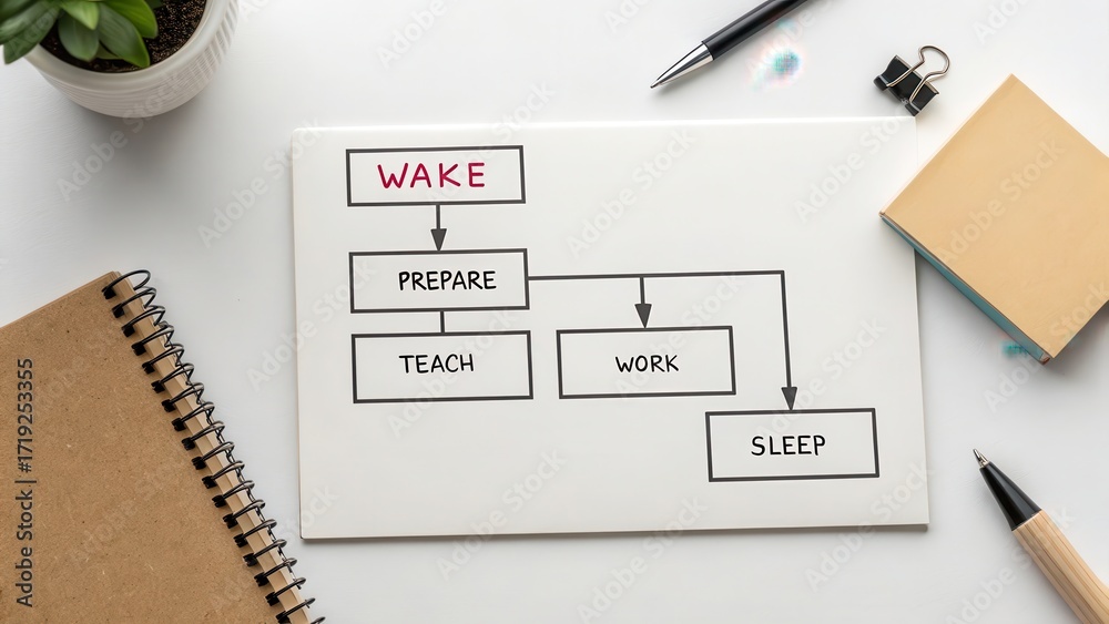 Foto de Stock Flowchart of Daily Routine with Steps to Organize Tasks ...