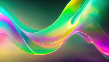 Wall Mural - vibrant neon wave abstract glowing gradient ribbon flowing on dark background perfect for wallpaper or advertising banner