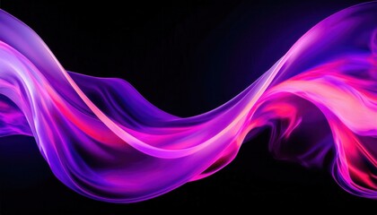 Wall Mural - vibrant neon wave abstract glowing purple and pink light flow on black background modern fluid motion art for wallpaper or banner