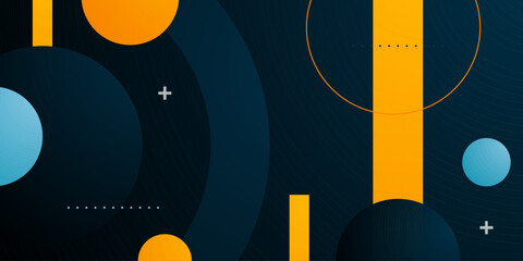 Abstract geometric background with dynamic color blue and orange element design. Simple and trendy banner background.