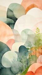 Wall Mural - Forest abstract painting pattern.