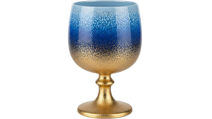 Elegant blue and gold goblet glass decorative chalice stemware home decor accent piece table centerpiece design on transparent background