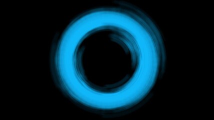 Wall Mural - Soft, glowing blue ring of light pulses and swirls on black background. Abstract visual for wellness, water, science, or technology concepts. Seamlessly looped visual effect with copy space