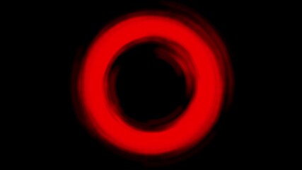 Wall Mural - Soft, glowing red ring of light pulses and shifts on black background. Abstract visual for energy, meditation, science, or technology concepts. Seamlessly looped visual effect VFX with copy space