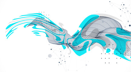 Wall Mural - The abstract wave is made in a frame style. Template for science and technology presentation. Vector art.