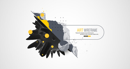 Wall Mural - Modern science and technology background. Abstract art sphere. Wireframe theme.