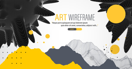 Wall Mural - Modern science and technology background. Abstract art sphere. Wireframe theme.