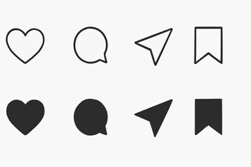 set of vector icons of heart