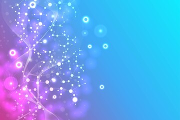 Wall Mural - modern abstract molecules structure for science or medical background. dna helix or atom visualizati