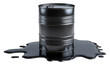 © 1nautika - Dark metallic oil barrel, leaking black liquid