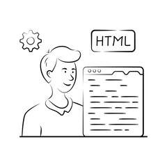 Grab this well designed hand drawn illustration of programmer