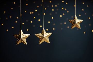 Wall Mural - Gold star light hanging gold illuminated.